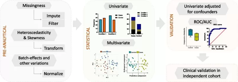 Simplified workflow of the statistical steps in metabolomics